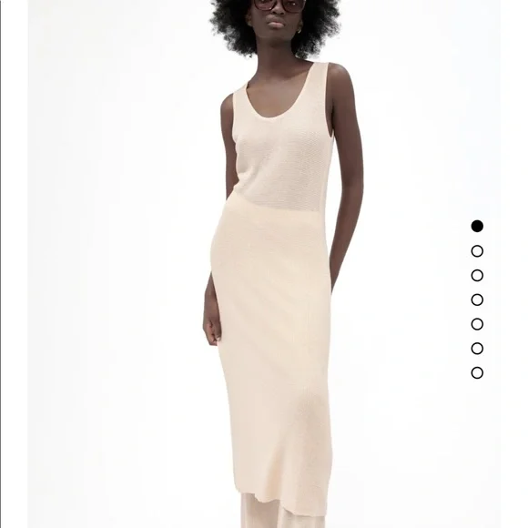 zara beige knit dress ZARA NEW RIBBED KNIT BELTED LONG DRESS TURTLENECK CREAM S,M,L